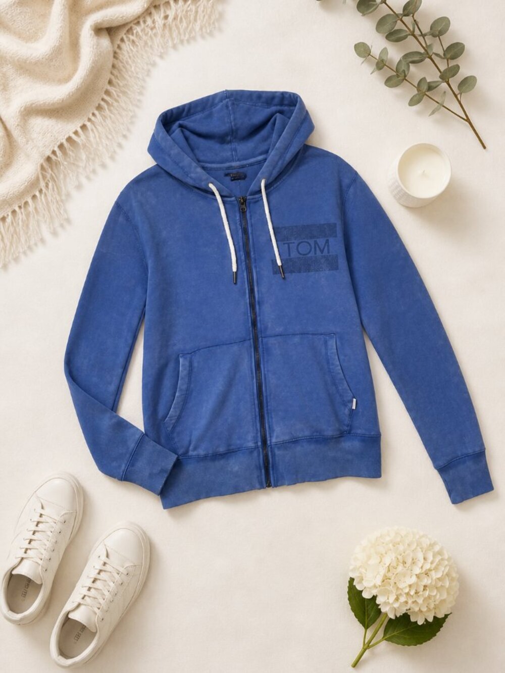TOMS Blue Zip Up Hoodie Sweatshirt Casual Full Zip Jacket Size M
